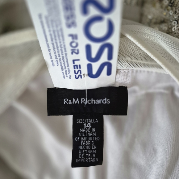 NWT R&M Richards Shimmering Silver Sequin Gown Size 14 - Picture 9 of 9